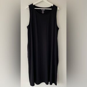 Wool& Sleeveless Tank Dress “Camellia” Black XXL Long